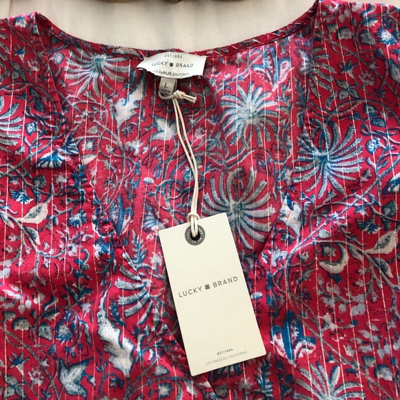 Lucky Brand Off Shoulder Ruffle Cap Sleeve Blouse - Picture 3 of 4